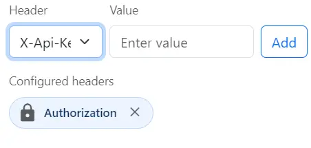 Site Informant request headers UI showing Authorization header configured.